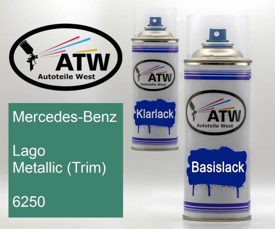 Mercedes-Benz, Lago Metallic (Trim), 6250: 400ml Sprühdose + 400ml Klarlack - Set, von ATW Autoteile West.